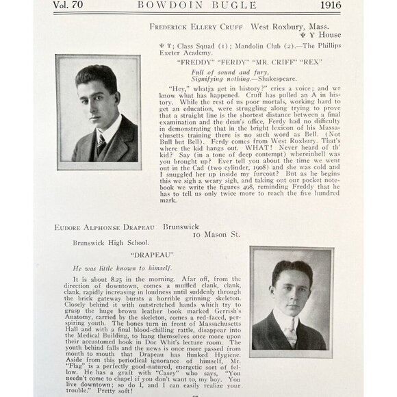 Bowdoin Bugle 1916 Maine Yearbook Volume 70 Lewiston Antique HC #2 HBS - Picture 7 of 10